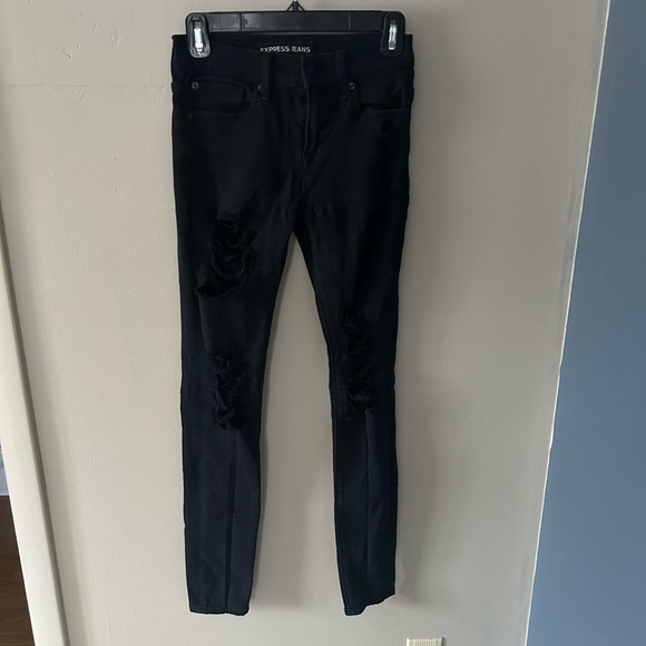 Express Denim - Express Black Ripped Distressed skinny Jeans